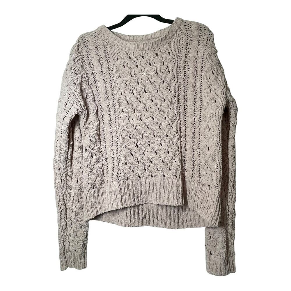 Aero Hygge Light Pink Sweater Open Knit NWT XS Boxy Cozy